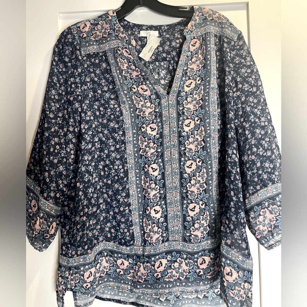NWT Joie navy floral long sleeve top - Size XS